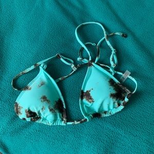 Teal Tye-dye string triangle bikini top